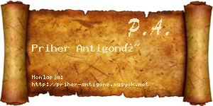 Priher Antigoné névjegykártya